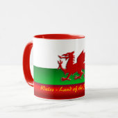 ウェールズ – レッドドラゴンのホーム、メタリック効果 マグカップ (正面左)