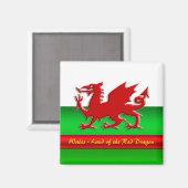 ウェールズ – レッドドラゴンのホーム、メタリック効果 マグネット (正面/裏面)