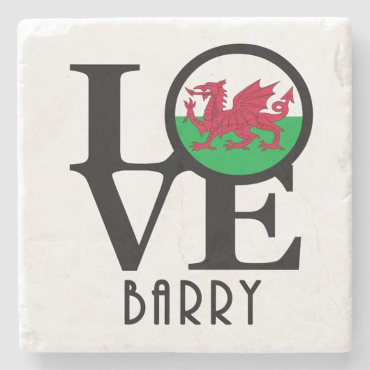 ウェールズ、LOVE Barry ストーンコースター (正面)