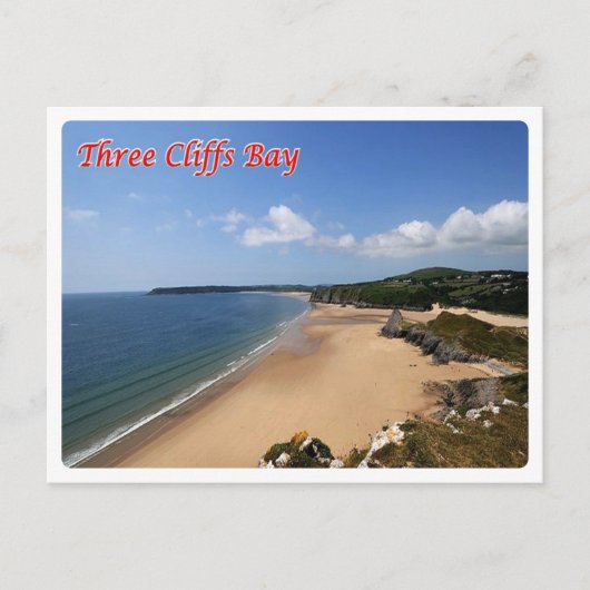 ウェールズ – Three Cliffs Bay ポストカード (正面)