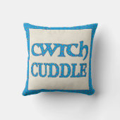 ウェールズCwtchの装飾用クッション、クッション、青のポルカ クッション (裏面)