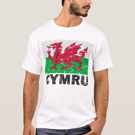ウェールズCYMRUのヴィンテージの旗 Tシャツ (正面)
