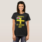 ウェールズ'Cymru'ウェールズ国旗St. Davids Day Dewi Hapus Tシャツ (正面フル)