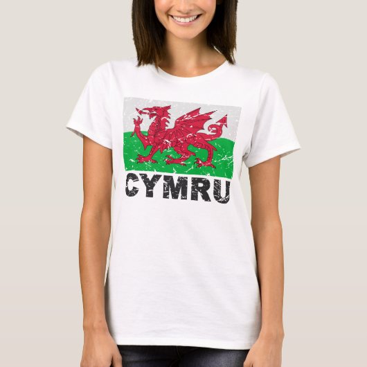 ウェールズCYMRUヴィンテージ国旗 Tシャツ (正面)