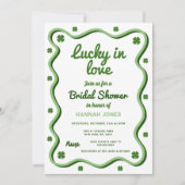 ウェーレトロシャムロックグリーンブライダルシャワー 招待状 (正面)