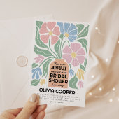 ウェーレトロボホカラフルフローラブライダルシャワー 招待状