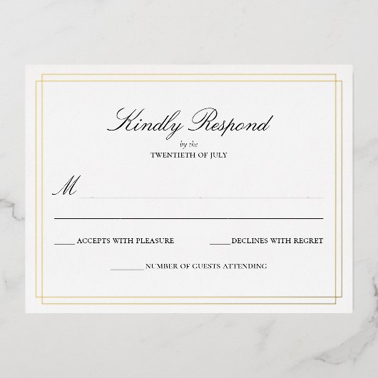 ウェー伝統的ディングRSVPカード 箔招待状ポストカード (正面)