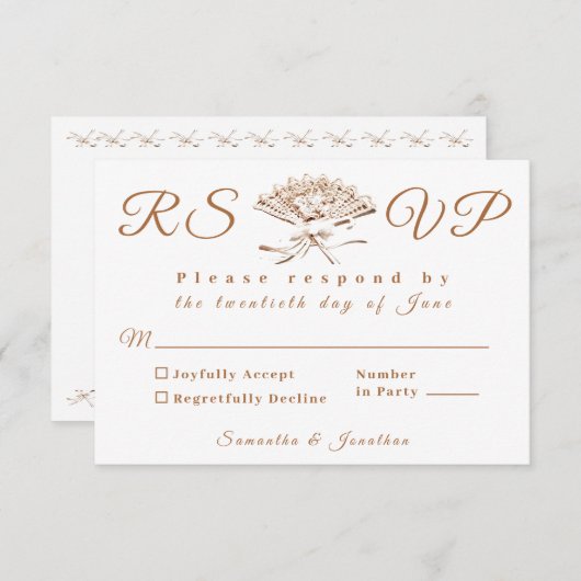 ウェー伝統的ビクトリアンディングRSVPカード 出欠カード (正面/裏面)