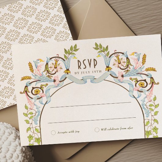 ウェー王室のビクトリアンディングRSVPヴィンテージ花模様 招待状