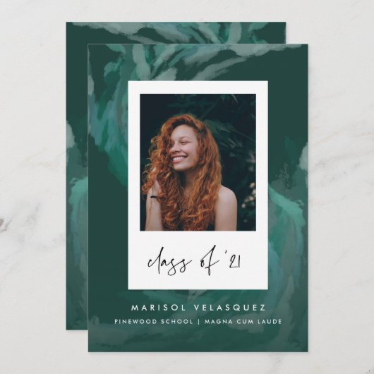 ウェー絵を描ブ・グリーンの卒業発表 招待状 (正面/裏面)