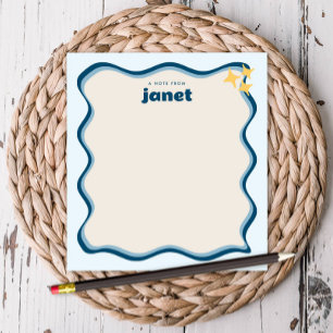 ウェー縁どブシェードオブブルーレトロパーソナライズされた ノートパッド