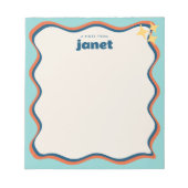 ウェー縁どブブルーとオレンジレトロパーソナライズされた ノートパッド (正面)