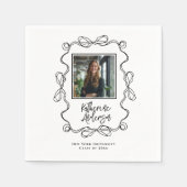 ウェー縁どブ黒弓フォト卒業パーティー スタンダードカクテルナプキン (正面)