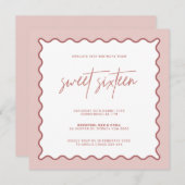 ウェー縁どブ・スウィート16番目の誕生日招待状 招待状 (正面/裏面)