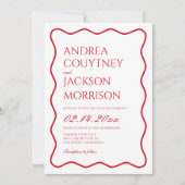 ウェー赤と白ヴ結婚ァレンティネス 招待状 (正面)