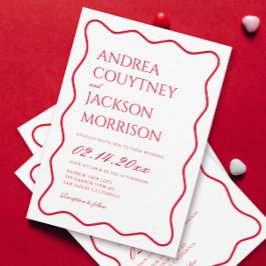 ウェー赤と白ヴ結婚ァレンティネス 招待状