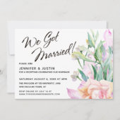 ウェ得ア結婚したウォーター色フローラブーケ 招待状 (正面)