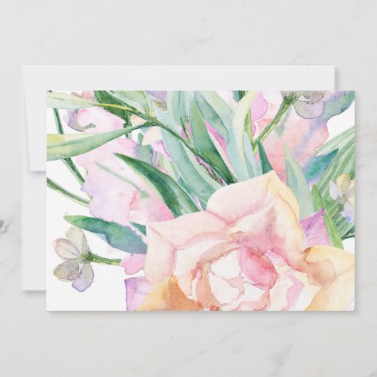 ウェ得ア結婚したウォーター色フローラブーケ 招待状 (裏面)