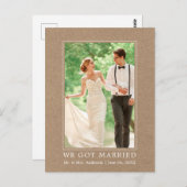 ウェ得モダン結婚したシンプル発表クラフト ポストカード (正面/裏面)