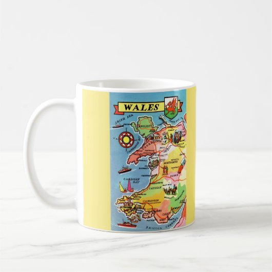 ウェ数々のールの図解入りの、写真付きの地図 コーヒーマグカップ (左)