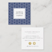 ウェ日本のーブパターンネイビーブルー スクエア名刺 (正面/裏面)
