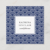 ウェ日本のーブパターンネイビーブルー スクエア名刺 (正面)