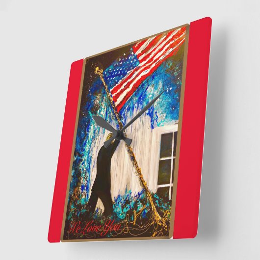 ウェ·ラブ·トランプ·クロック スクエア壁時計 (傾斜)