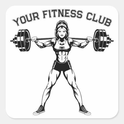 ウエイカスタムトリフタアート付きフィットネスクラブデザイン スクエアシール (正面)