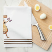 ウエイトお洒落を持ち上げるかわいい茶色の犬 キッチンタオル (四つ折り)