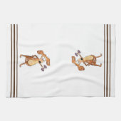 ウエイトお洒落を持ち上げるかわいい茶色の犬 キッチンタオル (横)