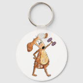 ウエイトお洒落を持ち上げるかわいい茶色の犬 キーホルダー (正面)
