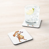 ウエイトお洒落を持ち上げるかわいい茶色の犬 コースター (右側)