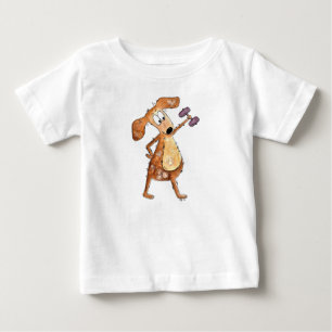 ウエイトお洒落を持ち上げるかわいい茶色の犬 ベビーTシャツ
