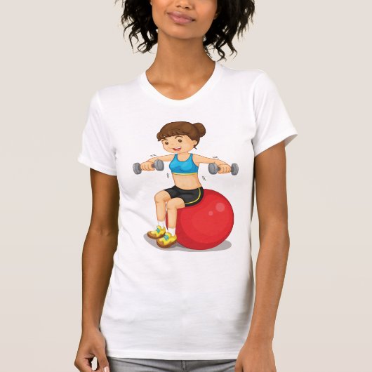 ウエイトで運動する女の子Tシャツ Tシャツ (正面)