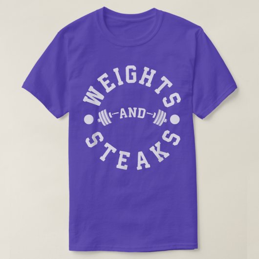 ウエイトアンドステークスおもしろいジムやる気を起こさせる Tシャツ (デザイン正面)