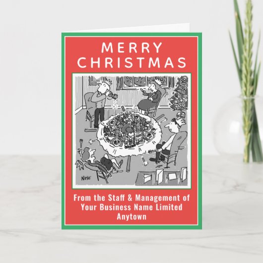 ウエイトクリスマスカードの下でディナーテーブルが崩壊 シーズンカード (正面)