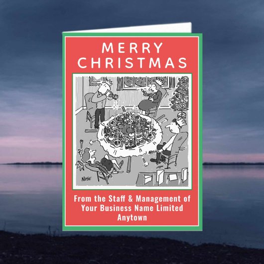 ウエイトクリスマスカードの下でディナーテーブルが崩壊 シーズンカード