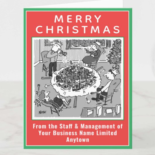 ウエイトクリスマスカードの下でディナーテーブルが崩壊 シーズンカード