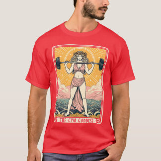 ウエイトリフティング フィットネス ワークアウト ジム 筋肉の女神 Tシャツ