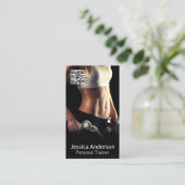 ウエイト持ち上げ女性 |フィットネストレーナー | QR 名刺 (スタンド正面)