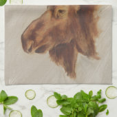 ウエスタンアメリカンアニマル勉強 |ムースポートレート キッチンタオル (折り畳み)