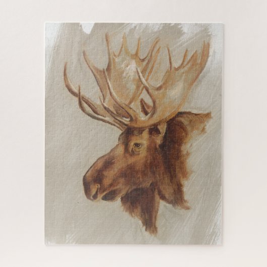 ウエスタンアメリカンアニマル勉強 |ムースポートレート ジグソーパズル (縦)