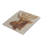 ウエスタンアメリカンアニマル勉強 |ムースポートレート タイル (側面)