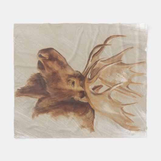 ウエスタンアメリカンアニマル勉強 |ムースポートレート フリースブランケット (正面(横))