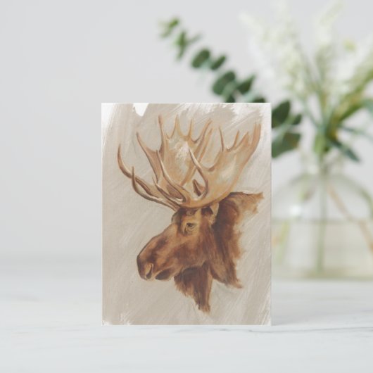 ウエスタンアメリカンアニマル勉強 |ムースポートレート ポストカード (スタンド正面)