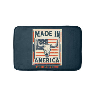 ウエスタンアメリカンカントリー牛スカル7月4日 バスマット