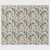ウエスタンアメリカーナイングリビングカウボーイスカルとサボテン ラッピングペーパー (フラット)