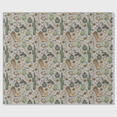 ウエスタンアメリカーナイングリビングカウボーイスカルとサボテン ラッピングペーパー (フラット)