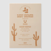 ウエスタンアースントーンカントリーベビーブーツシャワー ベラム紙招待状 (正面)