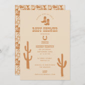 ウエスタンアースントーンカントリーベビーブーツシャワー 招待状 (正面/裏面)